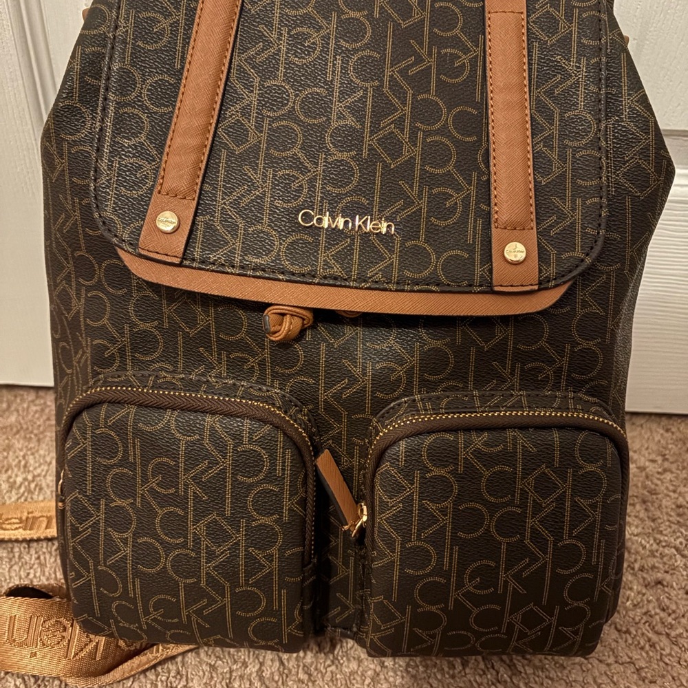 Calvin Klein Dark Brown Monogram Backpack